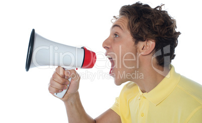 Young man with megaphone