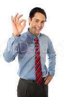 Male executive gesturing great ok sign