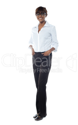 Gorgeous afrian businesswoman, full-length