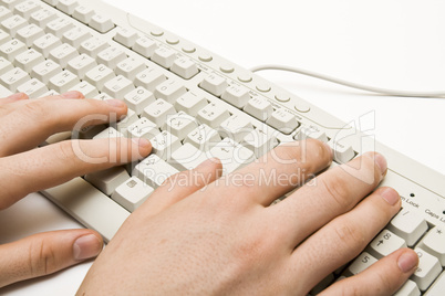 Hand on keyboard