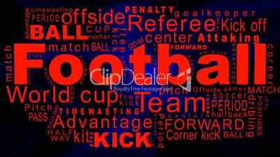 Football oriented words on blue background