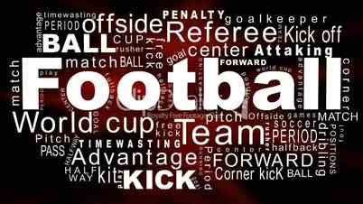 Football oriented words on red background