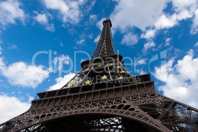 Eiffel tower on background cloud blue sky