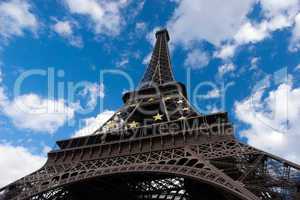 Eiffel tower on background cloud blue sky