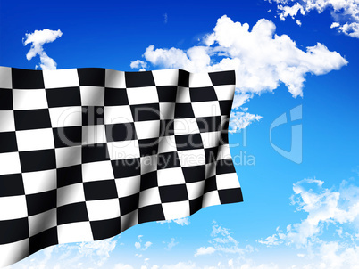 Checkered Flag over a sky background