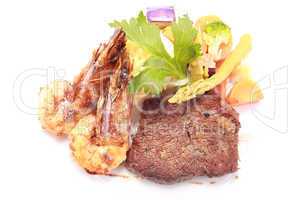 Gourmet food over a white background