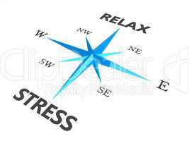 relax stress and relax words on compass conceptual image