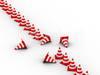 Traffic Cones. 3D illustration. Isolated, on white background