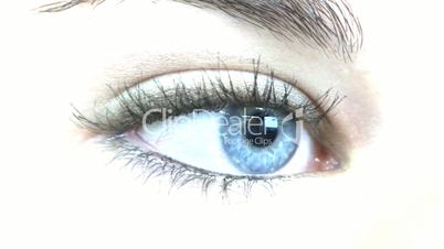 Teenage girl blue eye macro; RL