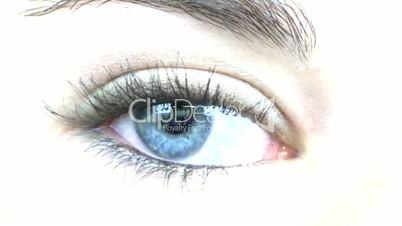 Teenage girl blue eye macro; LR
