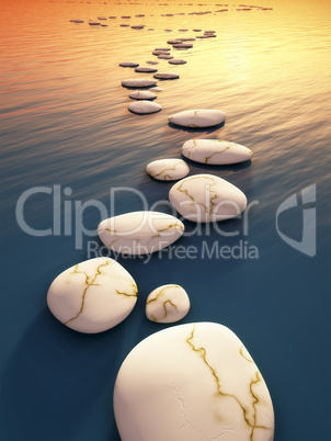 step stones sunset