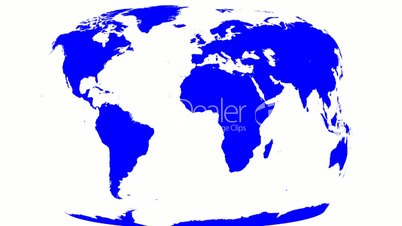 World Map Wraps to Spinning Globe (white)