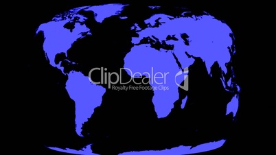 World Map Wraps to Spinning Globe (black)