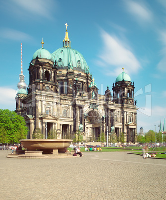 Berlin Cathedral (Berliner Dom), famous landmark in Berlin, Germany at sunny day with blue sky