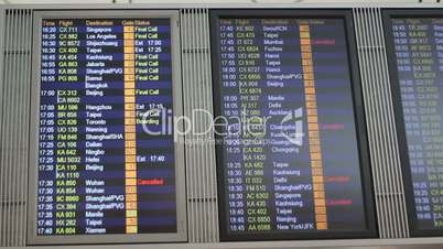 Man Checks Flight Departure Board At Airport