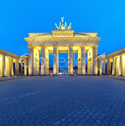 Brandenburger Tor (Brandenburg Gate) panorama, famous landmark in Berlin Germany at night