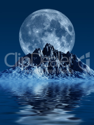 Berg mit Mond