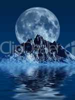 Berg mit Mond