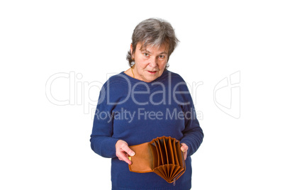 Seniorin mit leerem Geldbeutel