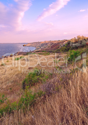 Landscape in the mountains with a  sky colors the sunset