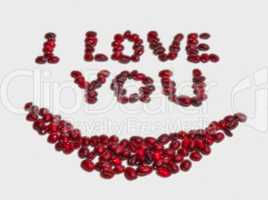 Valentine's greeting  card, red letter with inscription Love You