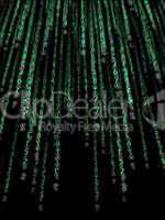 Green binary code on black background