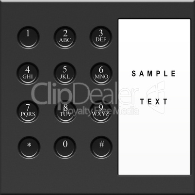 Modern  telephone keypad with sample text