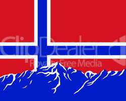 Gebirge mit Fahne von Norwegen