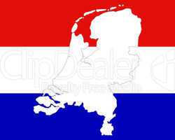 Karte und Fahne der Niederlande