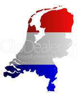 Karte und Fahne der Niederlande