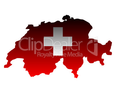 Karte und Fahne der Schweiz