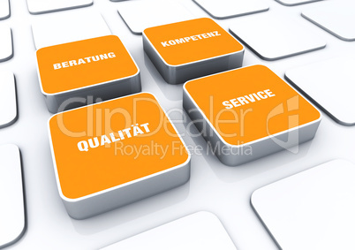 Quader Konzept Orange - Beratung Kompetenz Qualität Service 3