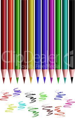 vector set of colored pencils
