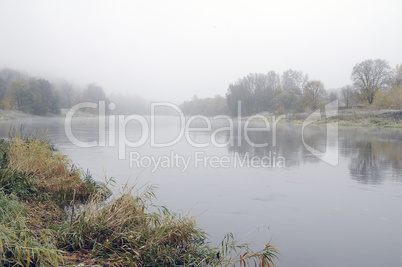 Autumn mist in river