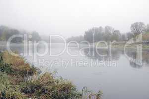 Autumn mist in river