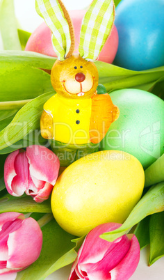 tulip wit eastern eggs a rabbit and letters in different colours