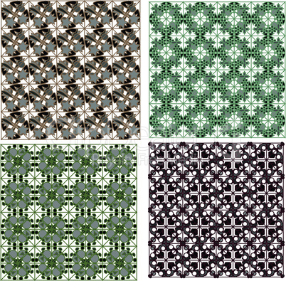 Set of detailed repeating damask seamless patterns