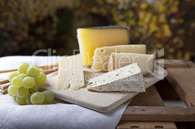 Käse und Weintrauben
