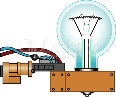 Electric lamp on a support