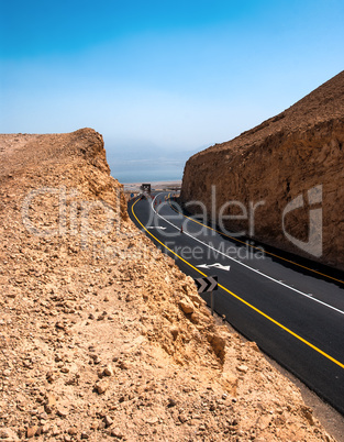 Road in the Desert of Israel on the way to Dead Sea