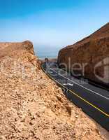 Road in the Desert of Israel on the way to Dead Sea