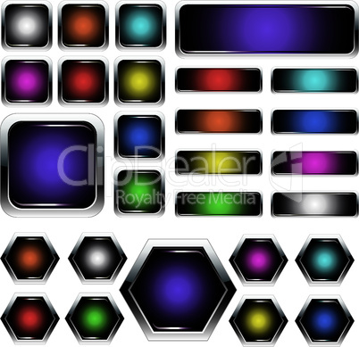 vector set of colorful metal buttons