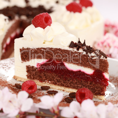 Sahnetorte mit Himbeeren