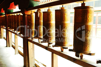 Tibetan prayer wheels
