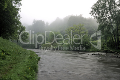 Small river in early spring morning