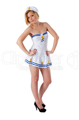 Young beautiful sailor woman