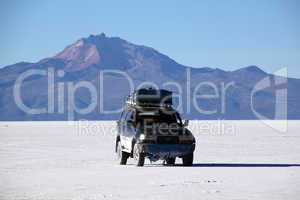 Car and salt desert