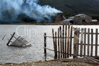 Lake and sawmill