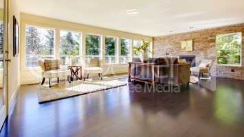 Beautiful modern large bright living room.