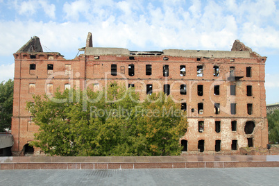 Ruins of red brick mill